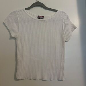 Absolutely White Ribbed Short Sleeve Top